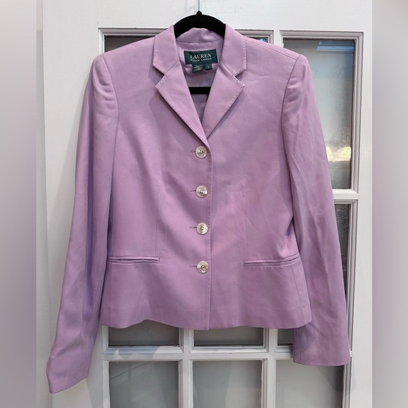 LRL Ralph Lauren Women's Light Lilac Lavender 100% Silk Blazer Jacket Size 4 S - Picture 1 of 13
